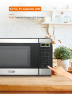 Мікрохвильова піч COMMERCIAL CHEF об'ємом 0,7 кубічних футів з 10 рівнями потужності, мала мікрохвильова піч з кнопкою, настільна мікрохвильова піч потужністю 700 Вт, таймером до 99 хвилин і цифровим дисплеєм, нержавіюча сталь