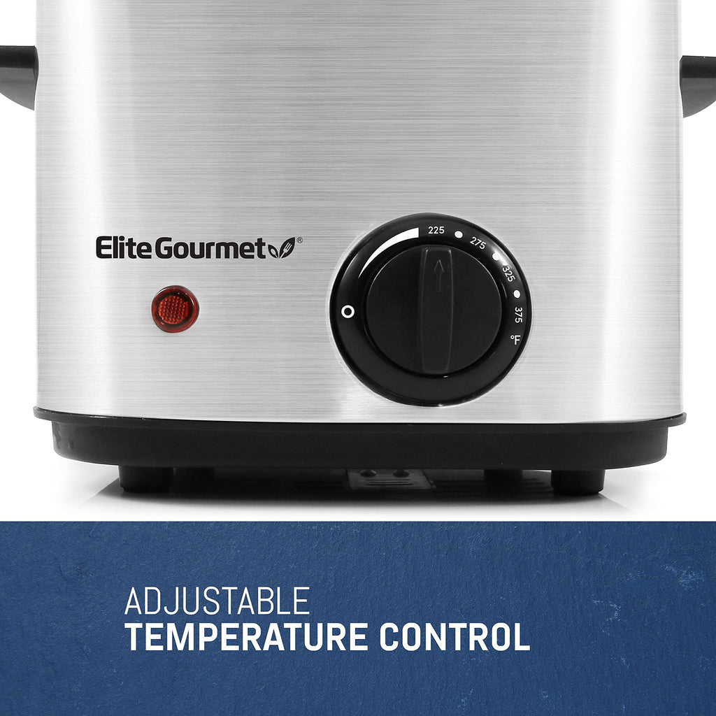 Elite Gourmet EDF1550# Elektryczna frytkownica o pojemności 1,5 qt. / 6 filiżanek, regulowana temperatura, wyjmowany kosz, pokrywa z okienkiem, stal nierdzewna