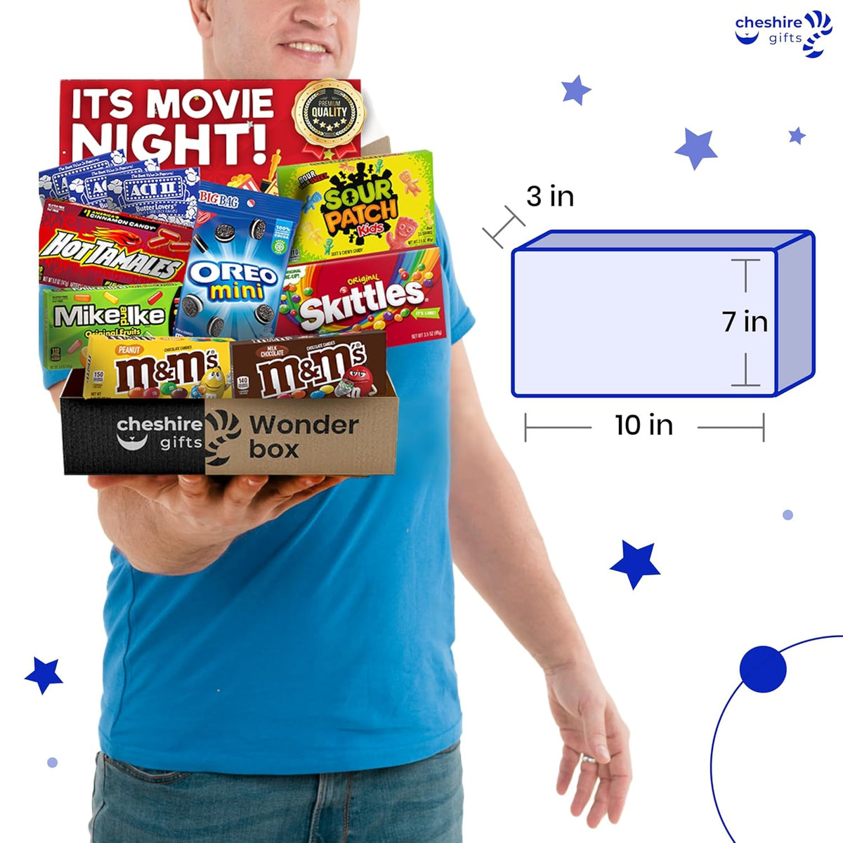 Movie Night Basket Gift Set – with Candy Variety Pack, Movie Trays, Movie, Movie Snacks & Popcorn Gift Set – Gift Baskets For Families by Cheshire Gifts