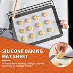 KitchenRaku Silicone Baking Mat, 16.5"x11.6" Non Stick Reusable Silicone Cooking Mat, BPA Free Baking Sheet for Cookies, Macarons Bread & Pastry, Toaster Pad Set of 2