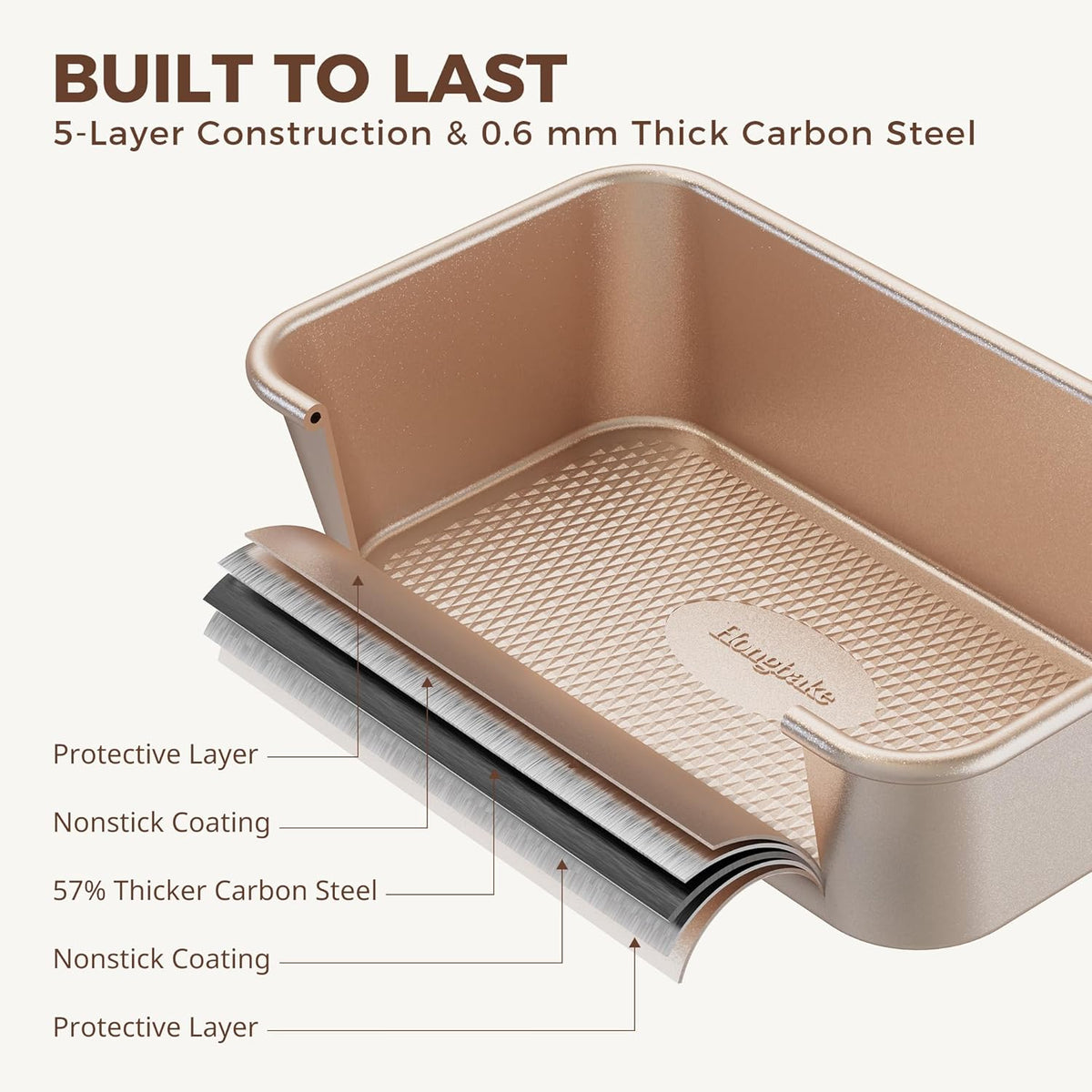 HONGBAKE 9-Piece Baking Pans Set Nonstick, Stackable Non Toxic Bakeware Sets with Diamond Texture, Oven Pan Set for Cooking, Includes Cookie Sheet with Rack, Cake Pan, Roasting Pan, Muffin Tin, Gold