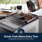 Ekspres do kawy De'Longhi Eletta Explore z funkcją Cold Brew, automatycznym spieniaczem do mleka na gorąco i na zimno, umożliwiającym przygotowanie ponad 50 przepisów za jednym dotknięciem, wbudowanym młynkiem, ECAM45086S