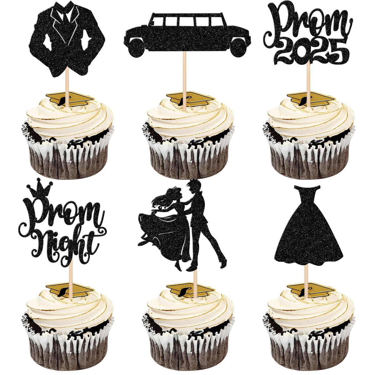 24 PCS 2025 Graduation Cupcake Toppers Glitter Diploma Congrats Grad Cap Cupcake Picks Class of 2025 Cake Decorations for 2025 Graduation Theme Party Supplies Pink