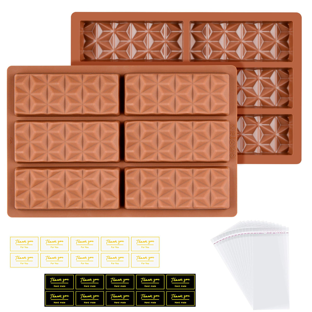 1 Pc Chocolate Bar Mold Deep Dubai Break Apart Candy Molds Thick Stuffed Silicone Molds for Filling Knafeh Pistachio Chocolate Bar and Wax Melts Large (Pyramid Shape)