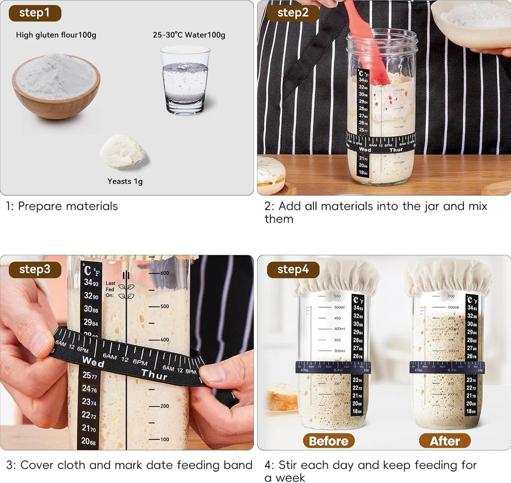 Sourdough Starter Kit - Banneton Proofing Basket 9 Inch Round & 10 Oval, 26 PCS Baking Supplies With Starter Jar, Bread Sling, Lame, Danish Dough Whisk, Bags