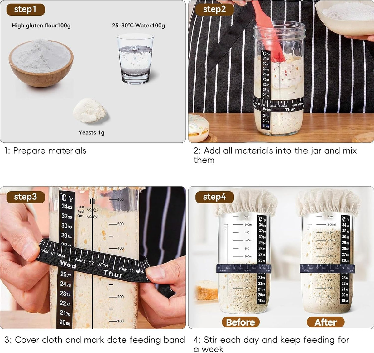 Sourdough Starter Kit - Banneton Proofing Basket 9 Inch Round & 10 Oval, 26 PCS Baking Supplies With Starter Jar, Bread Sling, Lame, Danish Dough Whisk, Bags