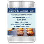 Ultra Cuisine Oven-Safe, Dishwasher-Safe 100% Stainless Steel Cooling and Baking Rack Set Heavy Duty Tight-Wire - 11.5 x 16.5-inch - Set of 2 - Half Sheet Pan Cooling Racks