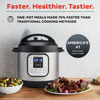 Instant Pot Duo 7-в-1 електрична скороварка, мультиварка, рисоварка, пароварка, пристрій для пасерування, йогуртниця, підігрівач та стерилізатор, включає додаток з понад 800 рецептами, нержавіюча сталь, 8 кварт