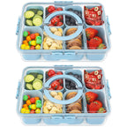 shopwithgreen Divided Serving Tray with Lid and Handle, Portable Snackle Box Charcuterie Container for Party, Veggies, Snack, Fruit, Nuts, Candy, Christmas Tray Snack Box for Entertaining, Picnic