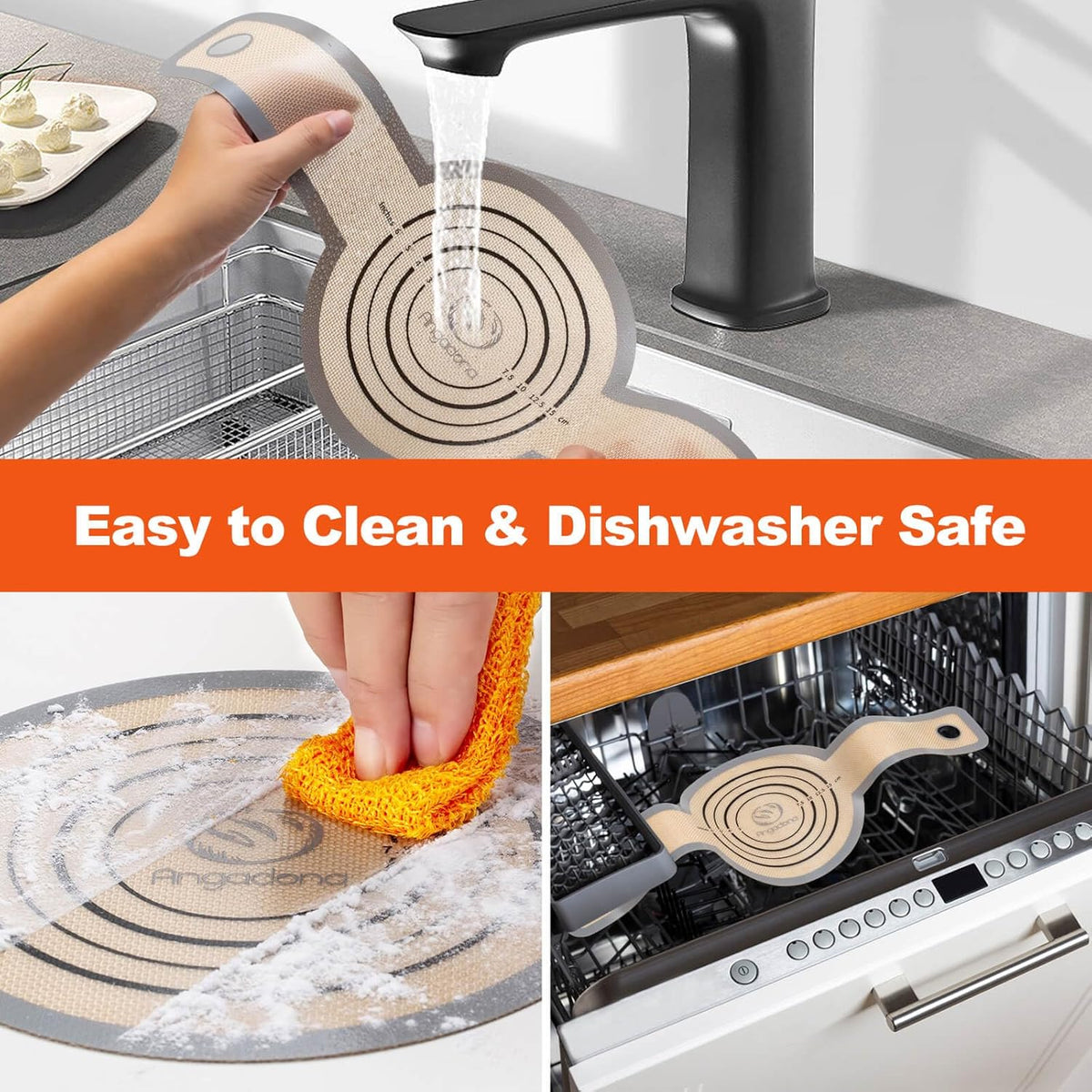 Silicone Bread Sling Dutch Oven - Best Japan Silicone Non-Stick & Easy Clean Reusable Baking Mat With Extra Long Handles, 2 Grey Set for Transferable Dough