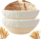 Banneton Bread Proofing Basket Set of 2: 9 Inch Round Sourdough Proofing Bowls for Artisan Bread Making for Professionals and Home Bakers
