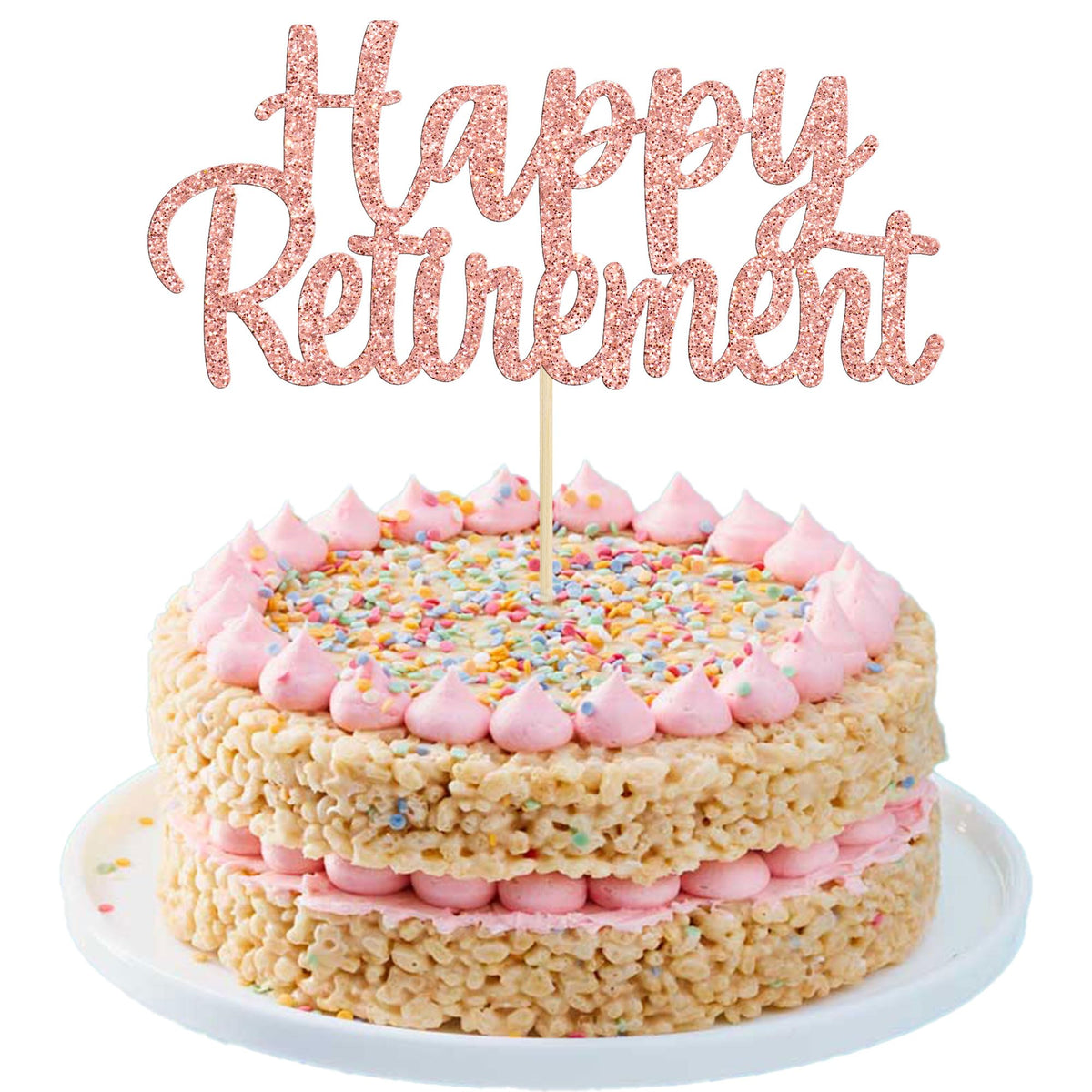 Gyufise Gold Glitter Happy Retirement Cake Topper Retirement Cake Decoration Picks for Retired Party Cake Decoration Party Supplies 1 Pack