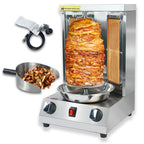 Uniwersalny grill Shwarma, maszyna do kebaba na gaz, kuchenka do shawarmy, propan, turecki gyros, rożen do mięsa z 2 palnikami i patelnią do łapania mięsa, srebrny