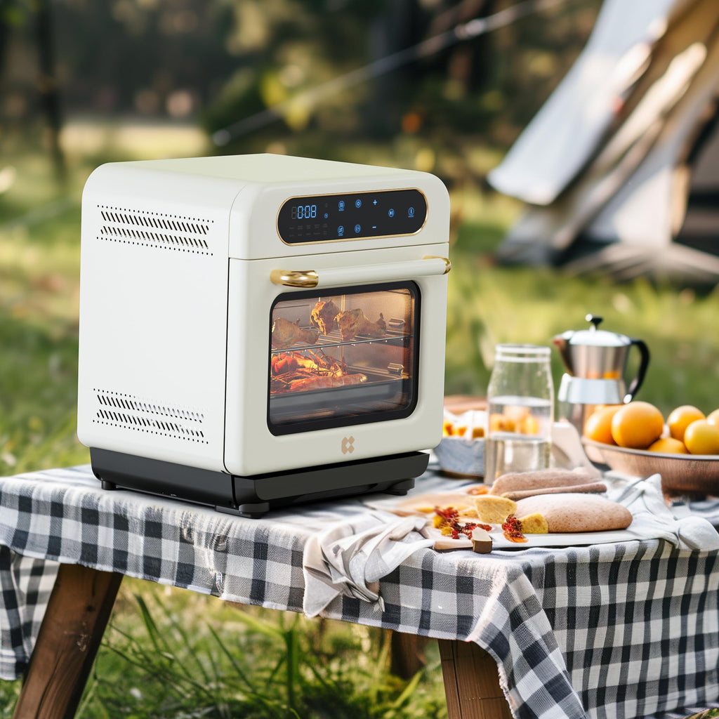 CIARRA 8 w 1 Air Fryer Steam Oven Countertop, 12L Mini Toaster Oven z parą, szybka para, Air Fry, pieczenie parowe, czyszczenie parą, pieczenie, suszenie, fermentacja, biały