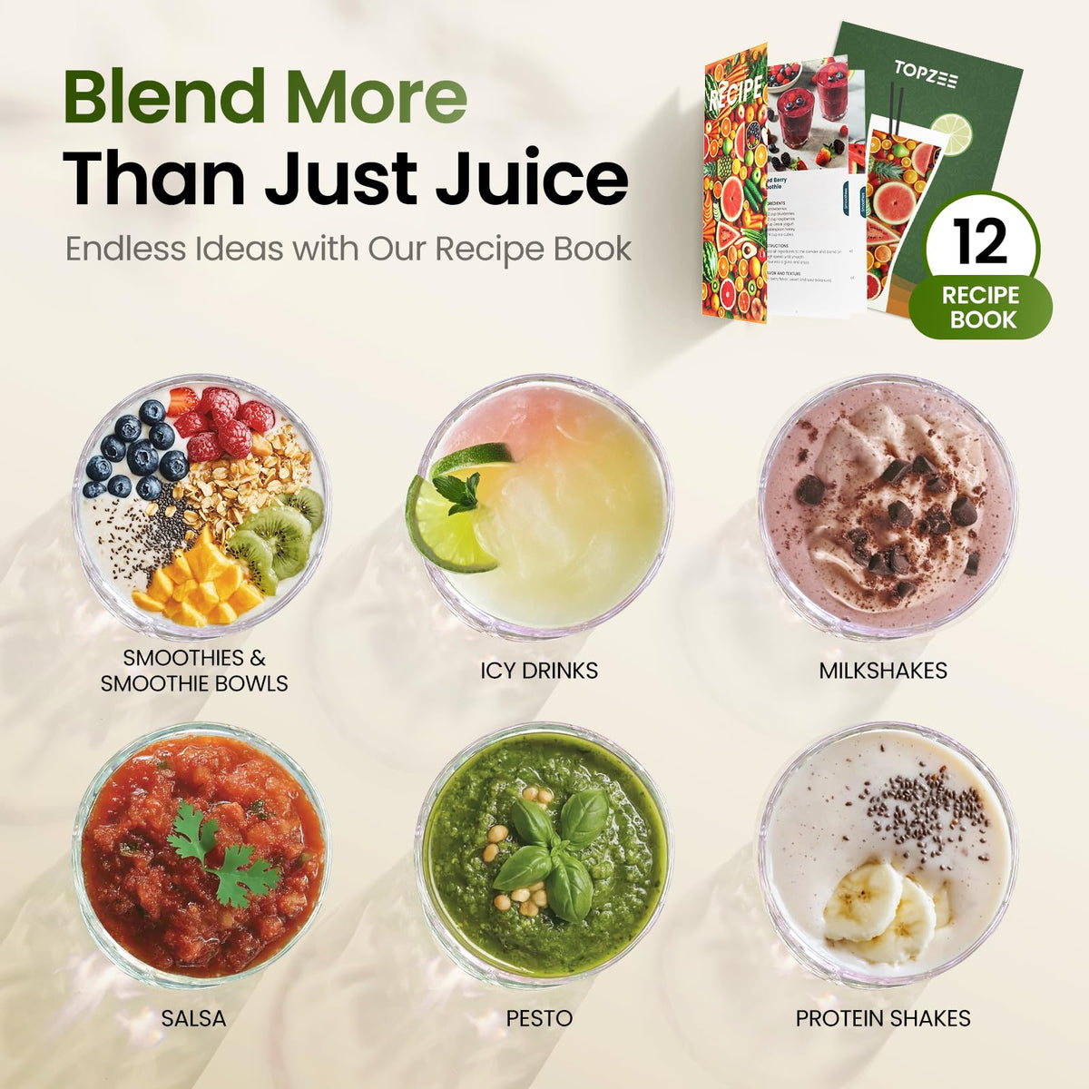 Blender TOPZEE do koktajli, maszyna do slushie o mocy 1000 W, blendery Bullet do kuchni, osobisty blender przenośny, mikser do koktajli proteinowych z kubkami Easy Go o pojemności 24 uncji, Licuadora, można myć w zmywarce, maks. 1200 W
