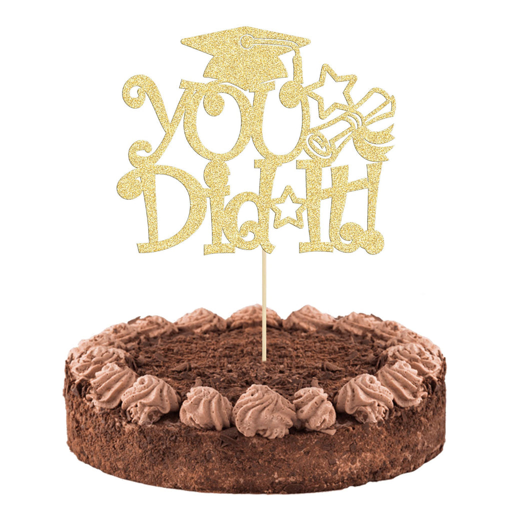 1Pc Congrats Grad 2025 Cake Topper Red Glitter Diploma Graduation Cap Cake Pick Congrats Class of 2025 Cake Decorations for 2025 Graduation Theme High School Boys Girls Graduate Party Supplies