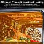 TacleeKii Single Wall Oven 24" Built-in Electric - 2.5 Cu.Ft Large Capacity, Superior Cooking Power, 8 Cooking Modes, 3000W, Safety Triple Layer Glass
