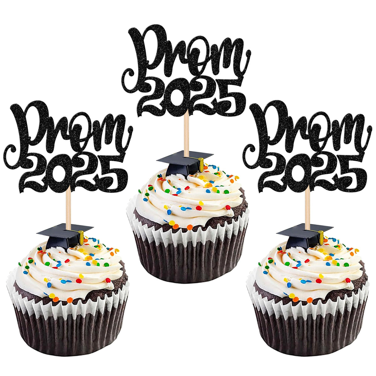 24 PCS 2025 Graduation Cupcake Toppers Glitter Diploma Congrats Grad Cap Cupcake Picks Class of 2025 Cake Decorations for 2025 Graduation Theme Party Supplies Pink