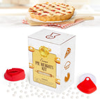 2.2 LB Pie Weights with Pie Crust Shield and Pie Crust Cutter – All In One Baking Supplies Kit with Ceramic Beads – Durable Food-Grade Baking Tools Ideal for Pies, Tarts, Cakes, White