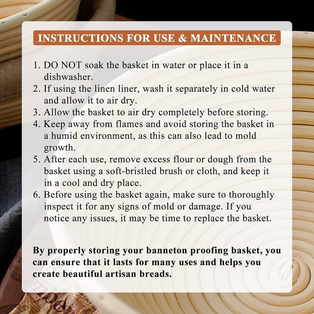 Banneton Bread Proofing Basket Set of 2: 9 Inch Round Sourdough Proofing Bowls for Artisan Bread Making for Professionals and Home Bakers