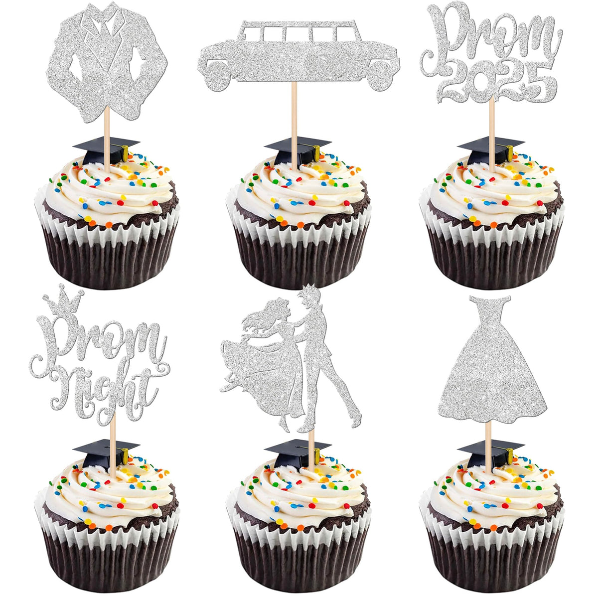 24 PCS 2025 Graduation Cupcake Toppers Glitter Diploma Congrats Grad Cap Cupcake Picks Class of 2025 Cake Decorations for 2025 Graduation Theme Party Supplies Pink