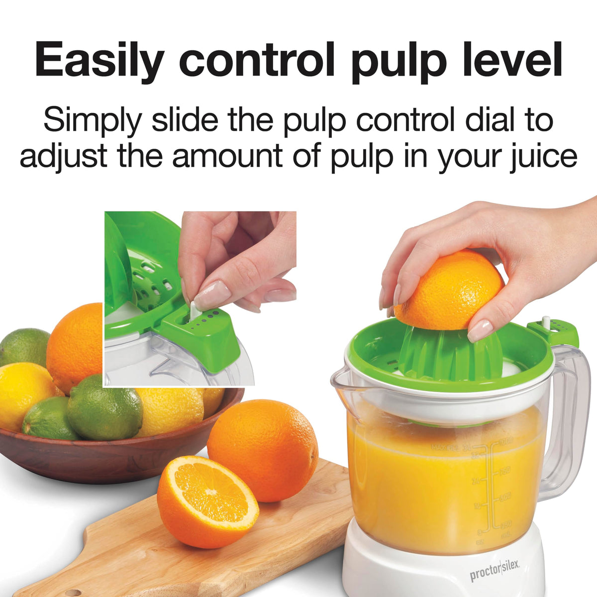 Wyciskarka do cytrusów Proctor Silex Juicer elektryczna, 34 uncje, do soków pomarańczowych, cytrynowych, grejpfrutowych, białych i zielonych (66340)