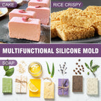 Walfos Silicone Soap Molds Set of 3, 6 Cavities Rectangle Silicone Soap Molds for Homemade Craft Soap Mold, Cake,Chocolate ＆ Ice Cube Tray（Blue & Purple ＆ Pink）
