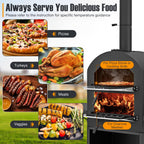 Giantex Pizza Oven Outdoor - piec opalany drewnem z 2 stolikami bocznymi, kamieniem do pizzy, łopatą do pizzy, pokrywą, rusztami do pieczenia, maszyną do pizzy na kółkach do grilla węglowego na zewnątrz, na imprezę w ogrodzie, kemping