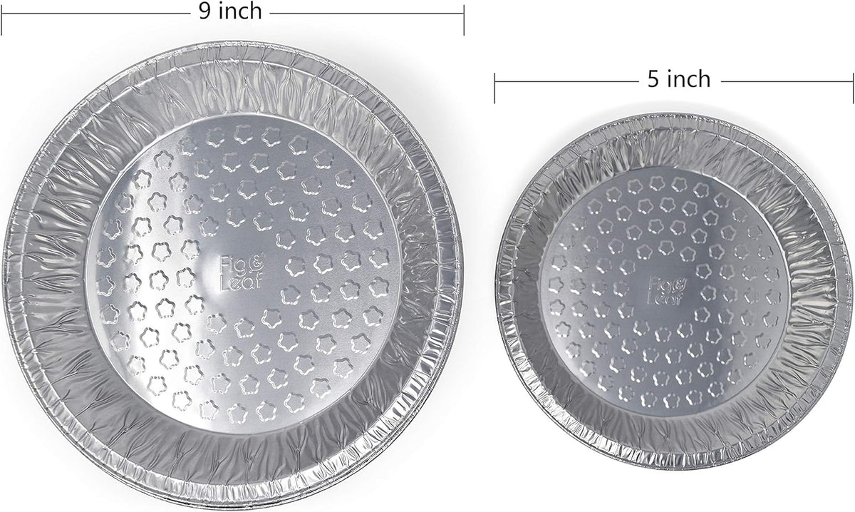 Fig & Leaf (60 Pack) Premium 9-Inch Pie Pans l Disposable Aluminum Foil l Heavy-Duty l Tin Plates for Tart Quiche Pies