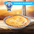 MontoPack 9” Aluminum Foil Pie Pans | Round Disposable Containers with Angled Walls for Tart Baking, Storing, Serving & Reheating | Freezer and Oven Safe, Recyclable | 50-Pack of Cake Tins