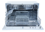 SPT SD-2225DW Compact Countertop Dishwasher/Delay Start-Energy Star Portable Dishwasher with Stainless Steel Interior and 6 Place Settings Rack Silverware Basket/Apartment Office Home Kitchen, White