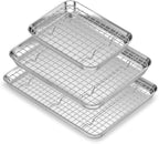 Baking Sheet Cookie Pans Set with Cooling Rack Cookie Sheets for Baking Stainless Steel Pan for Baking Bakeware Sets 3PCS Cooling Racks for Cooking and Baking for Bacon Pizza Pan 9/12/16 Inch