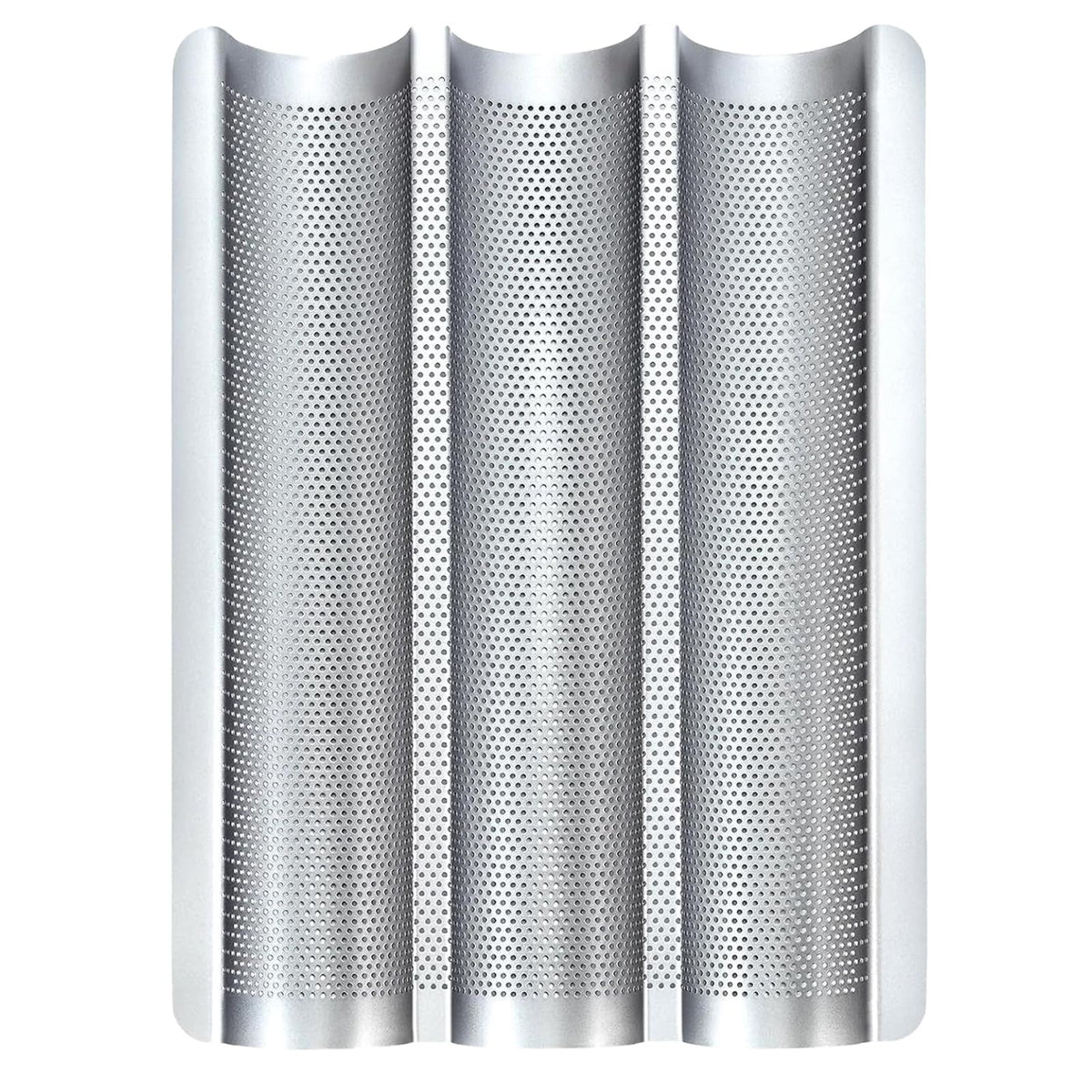 Baguette Pans for Baking 15" x 11", Carbon Steel 3 Loaf Nonstick Baguette Baking Tray for French & Italian Perforated French Bread Pan