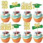 36 PCS 2023 Graduation Theme Cupcake Toppers Glitter Class of 2023 Graduation Cap Diploma Cupcake Picks Party Cake Decorations Supplies Red