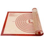 Non-slip Silicone Pastry Mat Extra Large with Measurements 16''By 26'' for Silicone Baking Mat, Counter Mat, Dough Rolling,Oven Liner,Fondant/Pie Crust By Folksy Super Kitchen Red