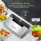 Bonsenkitchen Vacuum Sealer Machine, Food Sealer with 5 Modes, Globefish Technology for High-Speed Continuous Working, Built-in Cutter & Bag Storage, Include 100 Vacuum Bags & 1 Roll Bag, Black