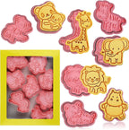 Animal Cookie Cutters With Plunger Stamps Set,8 Piece 3D Animal Embossing Cutters For Biscuit Fondant Cheese Baking Molds