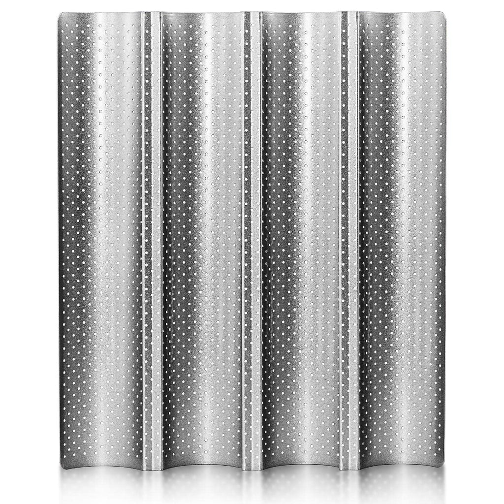Anaeat Nonstick French Baguette Bread Pan with Thick Professional Proofing Cloth Dough Couche - Long Sourdough Bread Baking Pan Tray for Professional & Home Baker, Perforated Loaves Bake Mold Supplies