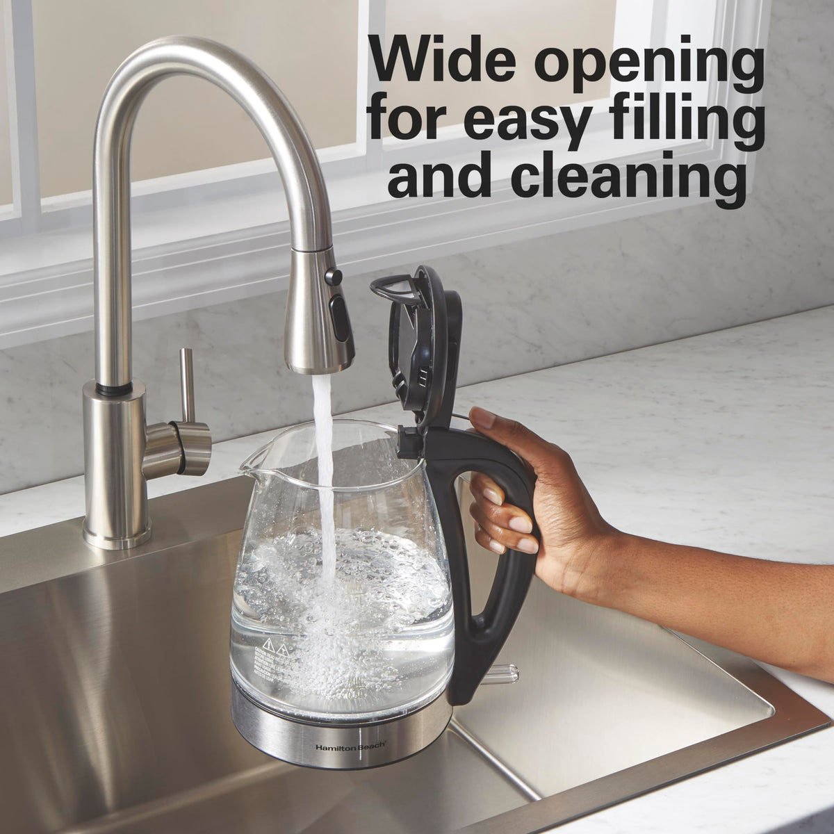 Hamilton Beach 1.7L Electric Kettle, Water Boiler & Heater, LED Indicator, Built-In Mesh Filter, Auto-Shutoff & Boil-Dry Protection, Cordless Serving, Clear Glass (40864)