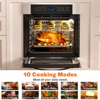 Empava 24" Electric Convection Single Wall Oven 10 Cooking Functions Deluxe 360° ROTISSERIE with Sensitive Touch Control in Stainless Steel