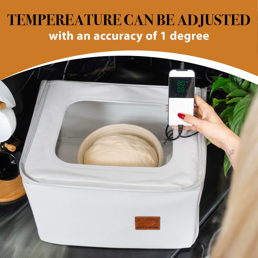 Happy Dough Proofer for Baking Bread - Sourdough Proofing Box with Heater - Heated Folding Bread Proofer & Warmer for Fermentation with Attachable Thermostat for Easy Temperature Control – 13x15.7x9.8