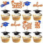 24 PCS 2025 Graduation Cupcake Toppers Glitter Diploma Congrats Grad Cap Cupcake Picks Class of 2025 Cake Decorations for 2025 Graduation Theme Party Supplies Pink