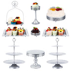 ZUMELER 9Pcs Metal Cake Stands Round Cake Stands Candy Fruite Display Plate Cupcake Serving Tower for Wedding Brithday Party Celebration Home Decoration,gold