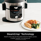 Ninja OL701 Foodi 14-in-1 SMART XL 8 Qt. Pressure Cooker Steam Fryer with SmartLid & Thermometer + Auto-Steam Release, that Air Fries, Proofs & More, 3-Layer Capacity, 5 Qt. Crisp Basket, Silver/Black