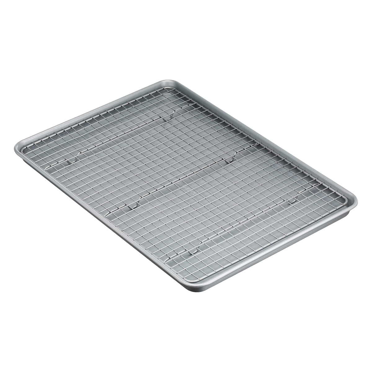 Amazon Basics Ceramic Nonstick Baking Sheets & Cooling Rack Set, Non-Toxic, Half Sheet Size, 2-Pack, Gray
