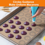 Angadona Macaron Silicone Baking Mats Kit (16pcs set) Macaroon Baking Mat Set of 2 Half Sheet Macaron Silicone Mat Nonstick Macaron Mat Sheet,6 Piping Tip,2 Piping Bag with 3 Bag Tie,2 coupler