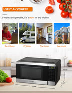 Мікрохвильова піч COMMERCIAL CHEF об'ємом 0,7 кубічних футів з 10 рівнями потужності, мала мікрохвильова піч з кнопкою, настільна мікрохвильова піч потужністю 700 Вт, таймером до 99 хвилин і цифровим дисплеєм, нержавіюча сталь