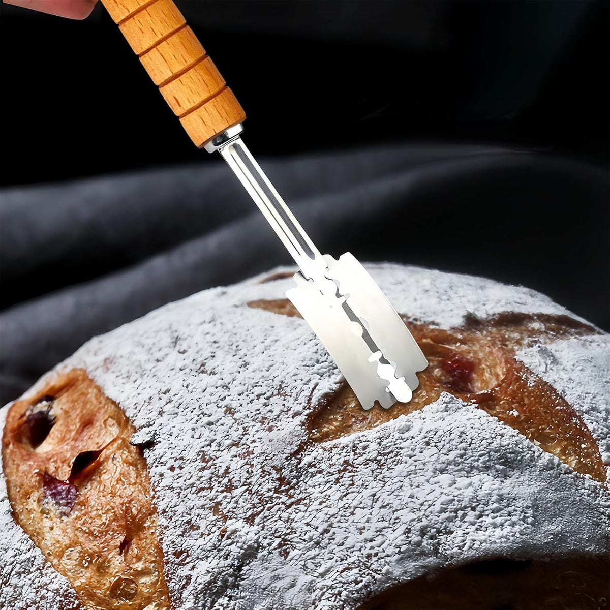 Hand Crafted Bread Lame, Bread Scoring Tool/Bread Knives, Lame Bread Tool Sets for Sourdough Scoring Tool, Sourdough Bread Baking Supplies with 10 Blades Replacement, burlywood