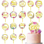 10 PCS Black Happy Birthday Cake Topper Acrylic Cupcake Topper A Series of Birthday Cake Supplies Decorations