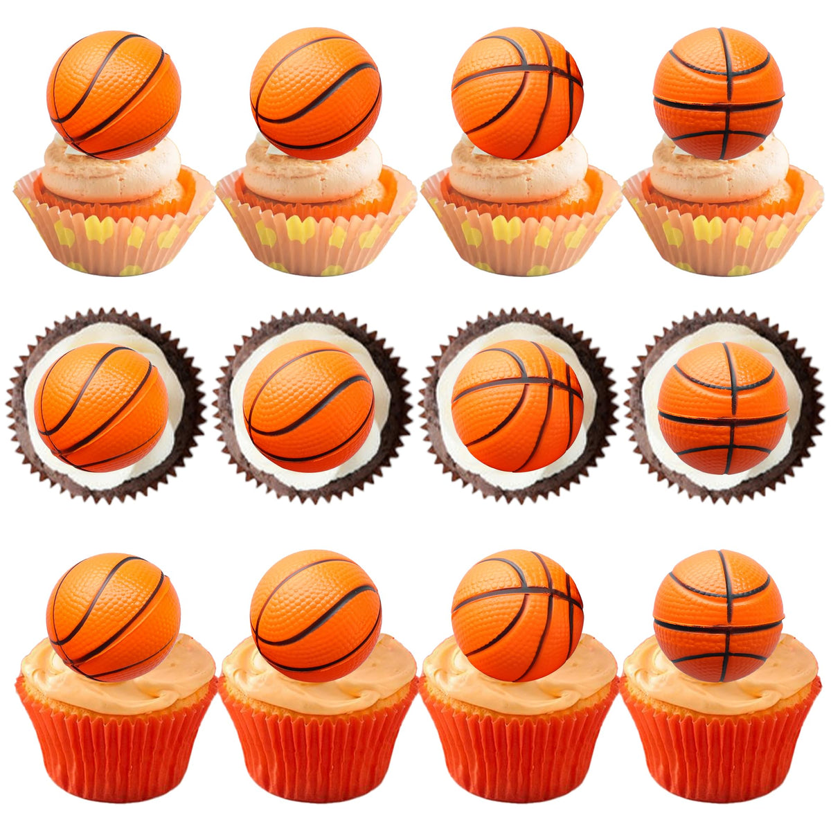 1Pc Basketball Happy Birthday Cake Topper Glitter Basketball Sports Theme Birthday Cake Pick for Theme Baby Shower Birthday Party Cake Decorations Supplies